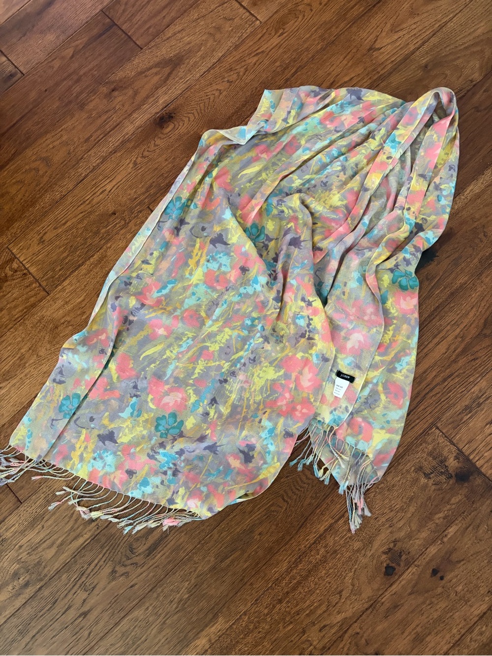 j.crew floral pastel 100% wool scarf